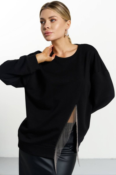 Джемпер прямого силуэта с декоративным подрезом и тесьмой MAX 1-054 - фото 2
