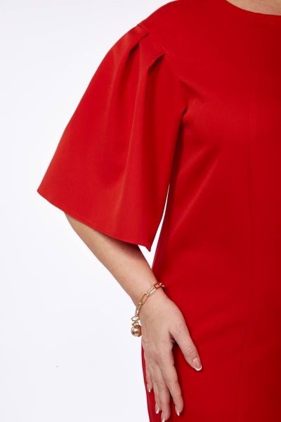 Платье нарядное с застежкой на молнию и рельефами из текстиля Vilena 927 красный - фото 5