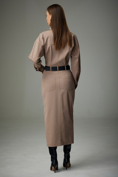 Джинсовое платье с кокетками, зауженным к низу и разрезом N.O.W. 1300-1 - фото 2