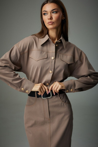 Джинсовое платье с кокетками, зауженным к низу и разрезом N.O.W. 1300-1 - фото 4