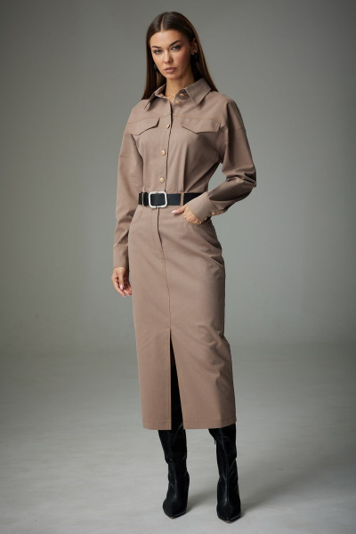 Джинсовое платье с кокетками, зауженным к низу и разрезом N.O.W. 1300-1 - фото 3