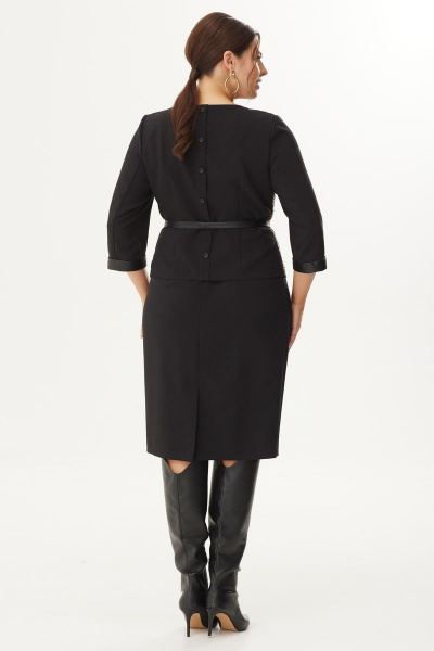 Платье полуприлегающего силуэта из текстиля с вставками из экокожи Орхидея 1348 - фото 7