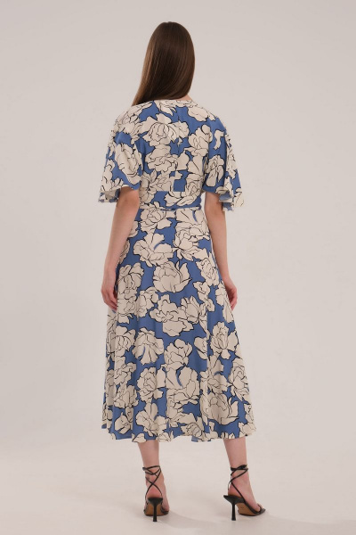 Платье из вискозы и текстиля длиной 120 см Панда 138380w голубой - фото 2