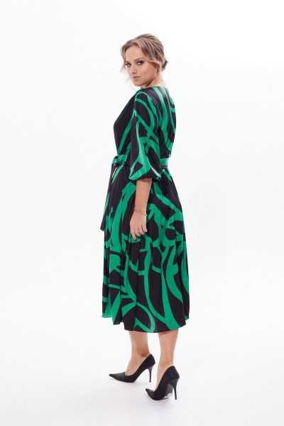 Платье миди с складками, разрезом и ремнем на каждый день Condra 2410 - фото 10