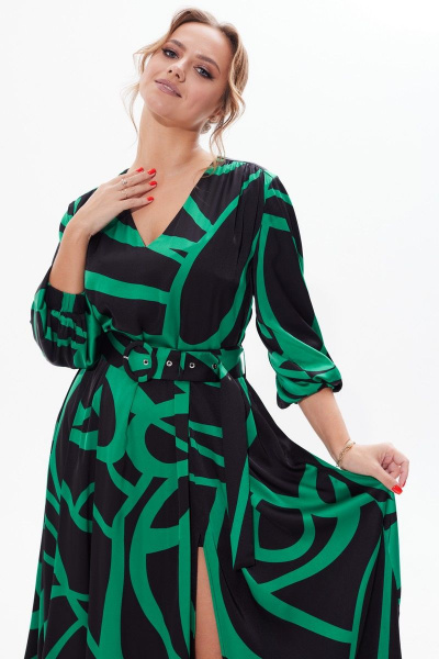 Платье миди с складками, разрезом и ремнем на каждый день Condra 2410 - фото 9