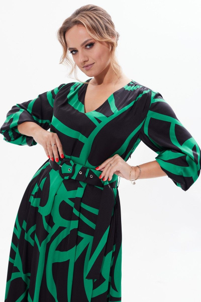 Платье миди с складками, разрезом и ремнем на каждый день Condra 2410 - фото 8