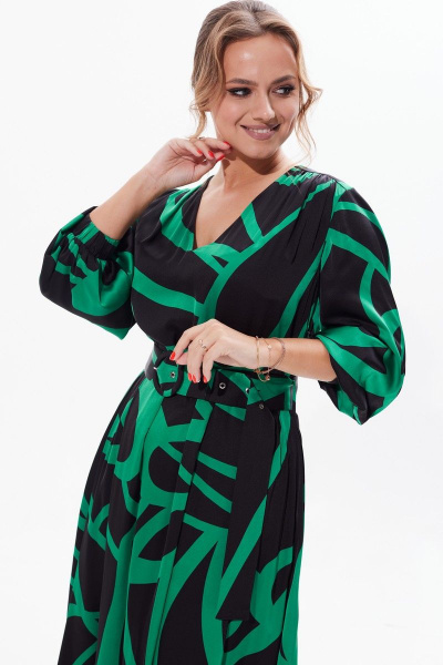 Платье миди с складками, разрезом и ремнем на каждый день Condra 2410 - фото 7