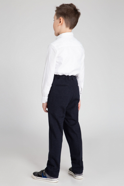 Брюки со стрелками из текстиля на резинке для мальчика Panda Kids 255060-146 Темно-синий - фото 2