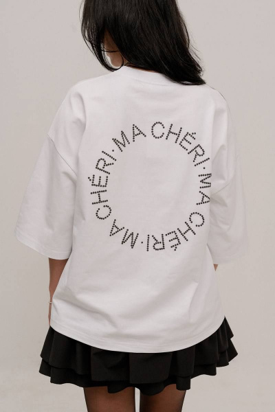 Футболка из хлопка прямого силуэта со сплошным принтом JRSy 2398 белый - фото 3