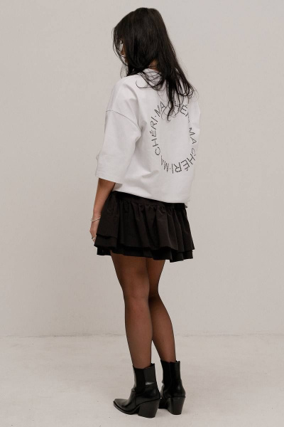 Футболка из хлопка прямого силуэта со сплошным принтом JRSy 2398 белый - фото 2