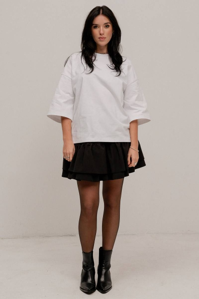 Футболка из хлопка прямого силуэта со сплошным принтом JRSy 2398 белый - фото 1