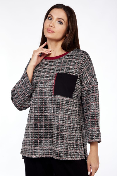 Брюки и джемпер стиль спорт-шик из трикотажа Michel chic 1360 черный-бордовый - фото 3