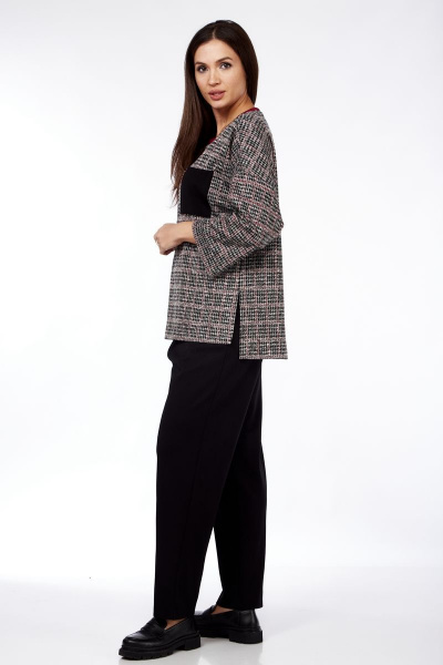 Брюки и джемпер стиль спорт-шик из трикотажа Michel chic 1360 черный-бордовый - фото 5