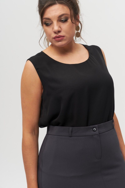 Блуза из шифона с разрезом-щелью и воздушным силуэтом Anelli 303 черный - фото 1
