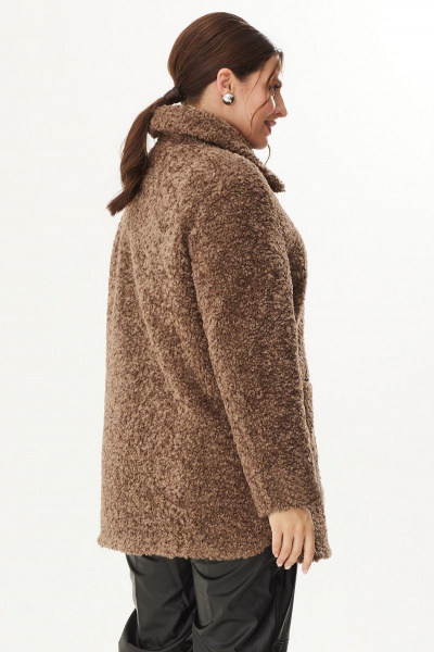 Теплая экомеховая шуба с застежкой на пуговицы Магия моды 2367 коричневый - фото 4