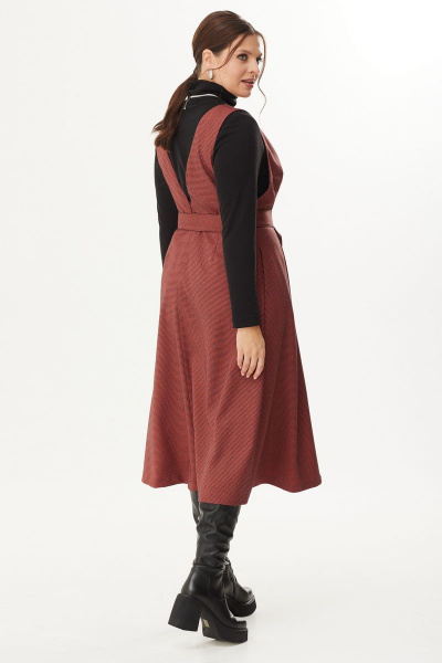 Комплект из водолазки и сарафана с эффектом запаха Магия моды 2338 терракот - фото 3