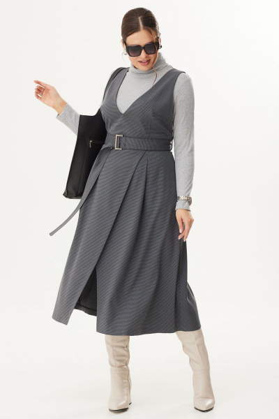Элегантный комплект водолазки и сарафана из трикотажа Магия моды 2338 графит - фото 4