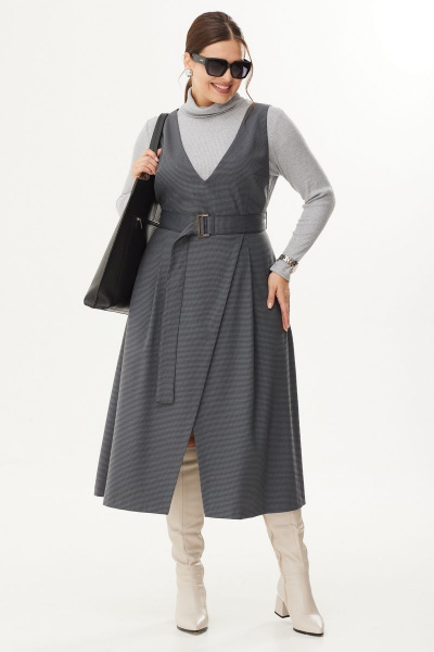 Элегантный комплект водолазки и сарафана из трикотажа Магия моды 2338 графит - фото 3
