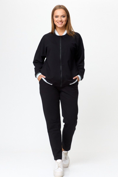 Двухпредметный спорт-комплект из свитшота и брюк STEFANY 2066 черный - фото 5