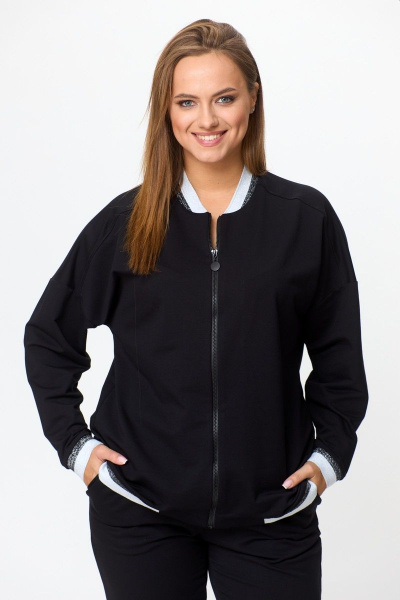 Двухпредметный спорт-комплект из свитшота и брюк STEFANY 2066 черный - фото 3