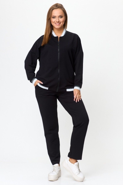 Двухпредметный спорт-комплект из свитшота и брюк STEFANY 2066 черный - фото 2