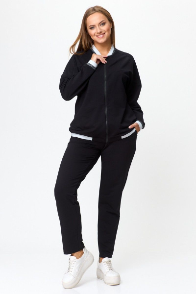 Двухпредметный спорт-комплект из свитшота и брюк STEFANY 2066 черный - фото 1