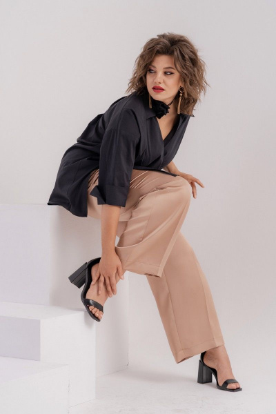 Костюм 2-ка блуза свободного кроя и прямые брюки Deesses 2258 - фото 4