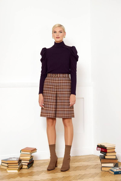 Демисезонная водолазка из трикотажа с высокой стойкой VIZANTI 8120 баклажан - фото 2