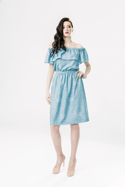 Платье женское летнее с валаном и джинс-принтом S. Veles 3-26А05 - фото 1