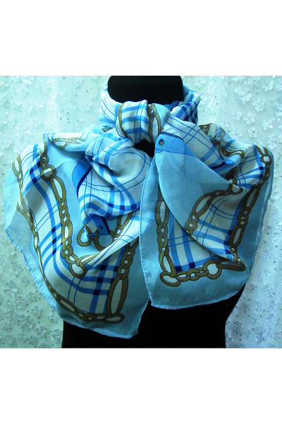 Шарф демисезонный из текстиля голубой мультиколор OLANTIZ S3-9 - фото 1