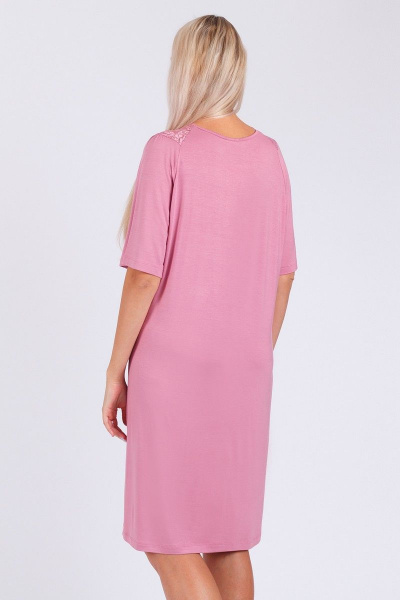 Домашняя розовая сорочка из вискозы и кружева Belarusachka С4266/1 сакура - фото 4