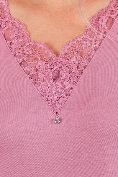 Объемная розовая сорочка-туника из вискозы и трикотажа Belarusachka С4346 сакура - фото 3