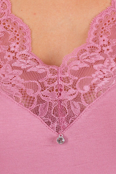 Розовая сорочка из вискозы, кружева и трикотажа Belarusachka С4476Т/1 сакура - фото 2