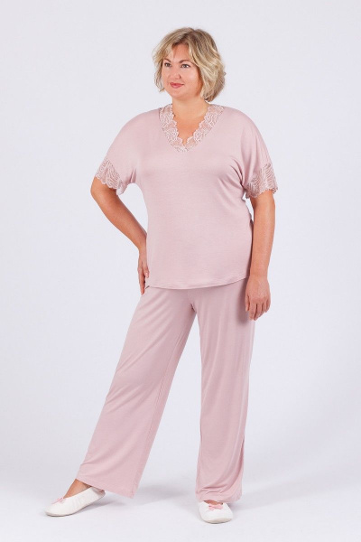 Домашний комплект блуза и брюки из вискозы и кружева Belarusachka С5358/2 лотос - фото 2
