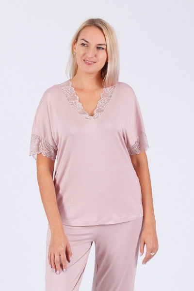 Домашний комплект блуза и брюки из вискозы и кружева Belarusachka С5358/2 лотос - фото 5