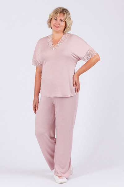 Домашний комплект блуза и брюки из вискозы и кружева Belarusachka С5358/2 лотос - фото 1