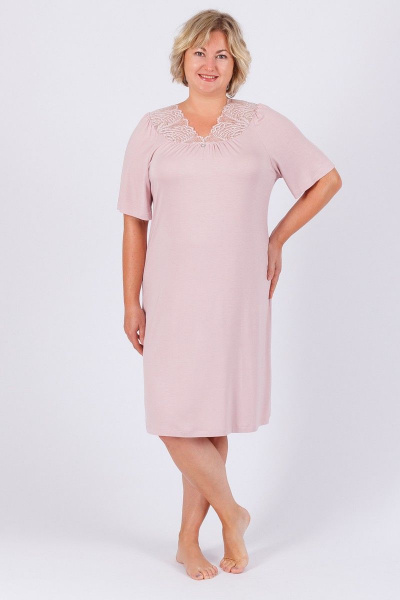 Домашняя сорочка из вискозы и трикотажа для уютных вечеров Belarusachka С4266 лотос - фото 1