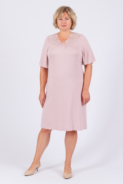 Домашняя сорочка из вискозы и трикотажа для уютных вечеров Belarusachka С4266 лотос - фото 2