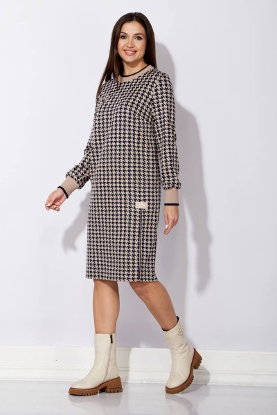 Платье прямого силуэта из трикотажа с металической тесьмой TAiER 1247 - фото 1