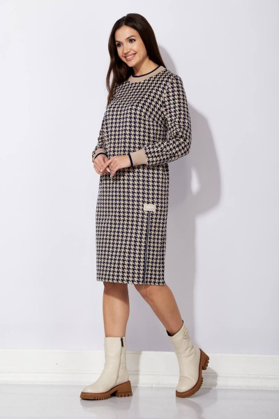 Платье прямого силуэта из трикотажа с металической тесьмой TAiER 1247 - фото 2