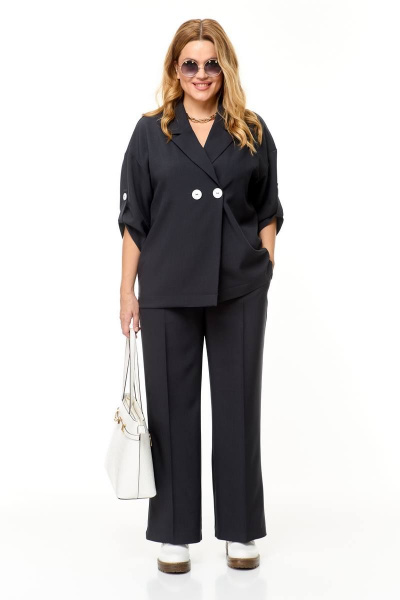 Классический комплект брюки и жакет из текстиля Taita plus 2329/2 графит - фото 1