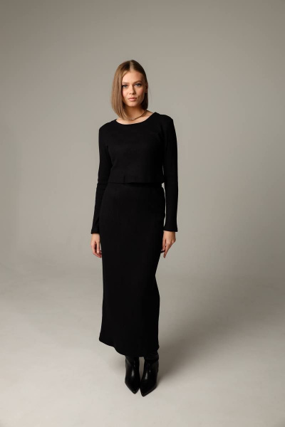 Теплый трикотажный комплект: джемпер и юбка с разрезом PUR PUR 11-229 - фото 1