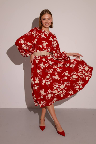 Нарядное платье из сатина с отрезной талией и поясом PUR PUR 11-136/6 - фото 5