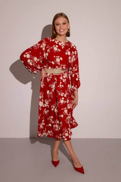 Нарядное платье из сатина с отрезной талией и поясом PUR PUR 11-136/6 - фото 4