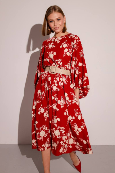 Нарядное платье из сатина с отрезной талией и поясом PUR PUR 11-136/6 - фото 1