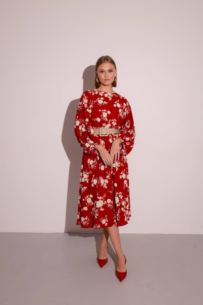 Нарядное платье из сатина с отрезной талией и поясом PUR PUR 11-136/6 - фото 3