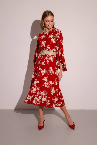 Нарядное платье из сатина с отрезной талией и поясом PUR PUR 11-136/6 - фото 2