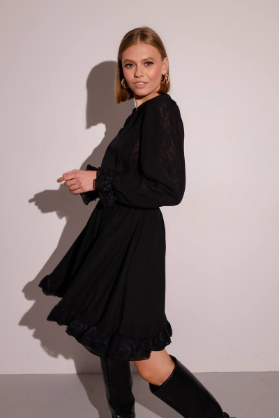 Коктейльное платье из шифона и кружевных вставок PUR PUR 11-224 - фото 2