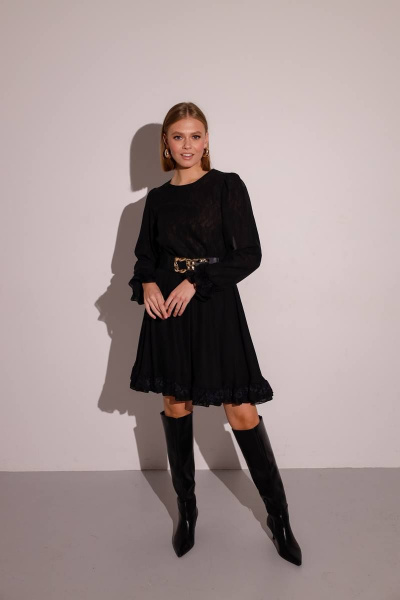 Коктейльное платье из шифона и кружевных вставок PUR PUR 11-224 - фото 5