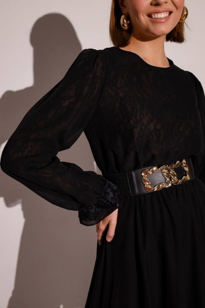 Коктейльное платье из шифона и кружевных вставок PUR PUR 11-224 - фото 6